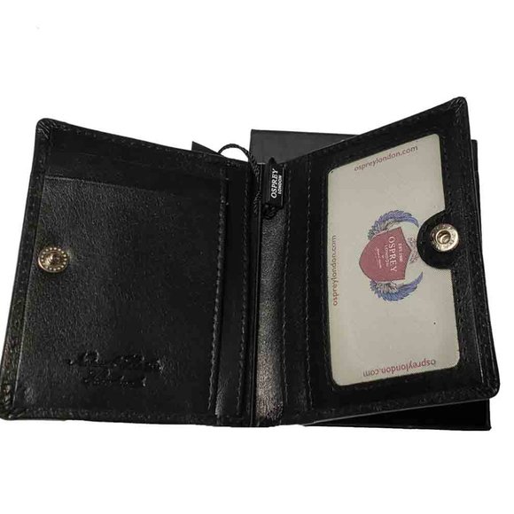 Osprey London Felix ID Wallet Bifold Black Glazed Calf Leather Men's - Picture 3 of 6